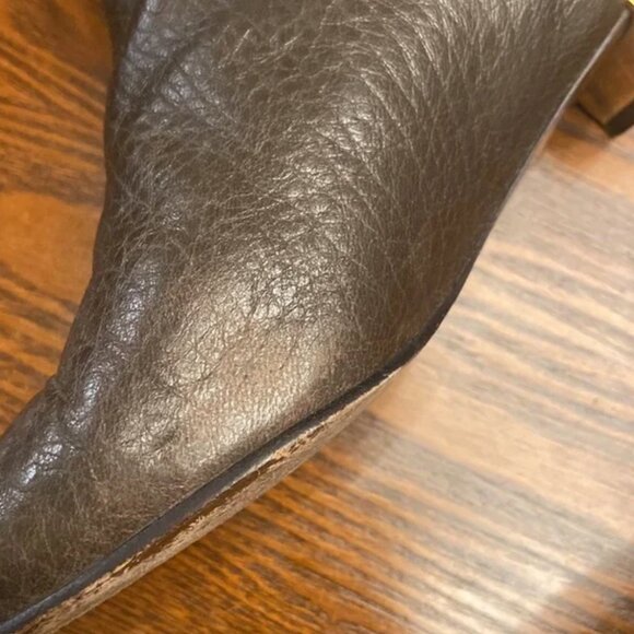 Tory Burch Brown Chelsea Boot with Back Zip & Metallic Gold Heel - Picture 9 of 9